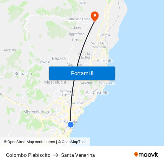Colombo Plebiscito to Santa Venerina map