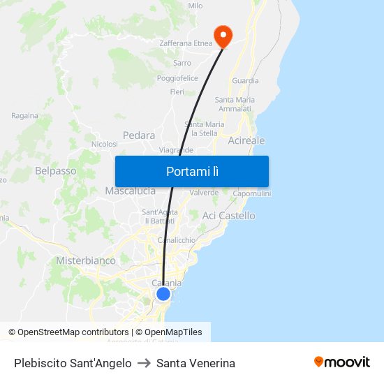 Plebiscito Sant'Angelo to Santa Venerina map