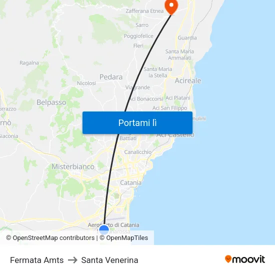 Fermata Amts to Santa Venerina map