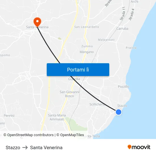 Stazzo to Santa Venerina map