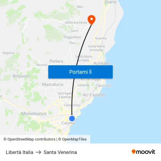 Libertà Italia to Santa Venerina map