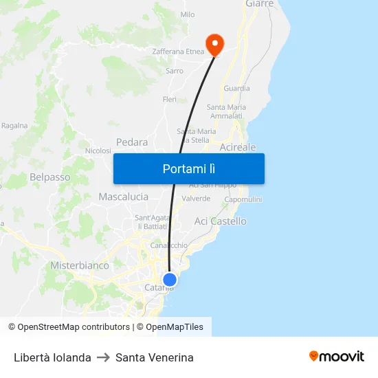Libertà Iolanda to Santa Venerina map