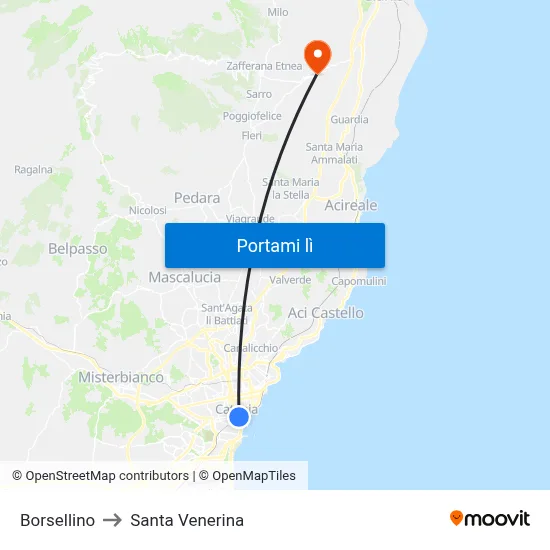 Borsellino to Santa Venerina map