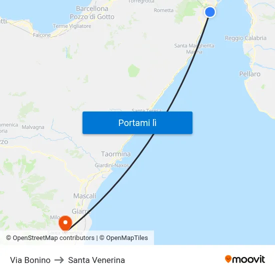 Via Bonino to Santa Venerina map