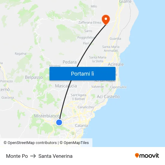 Monte Po to Santa Venerina map