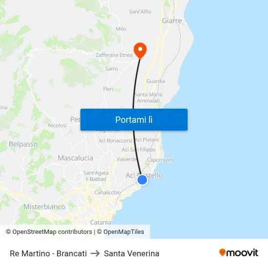 Re Martino - Brancati to Santa Venerina map