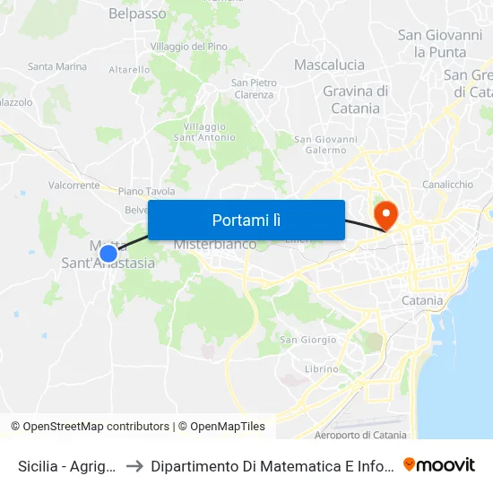 Sicilia - Agrigento to Dipartimento Di Matematica E Informatica map