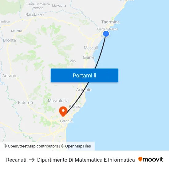 Recanati to Dipartimento Di Matematica E Informatica map