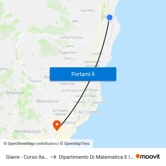 Giarre - Corso Italia, 295 to Dipartimento Di Matematica E Informatica map