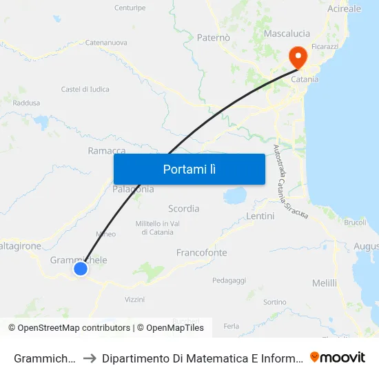 Grammichele to Dipartimento Di Matematica E Informatica map