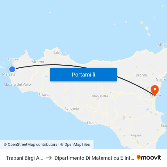 Trapani Birgi Airport to Dipartimento Di Matematica E Informatica map