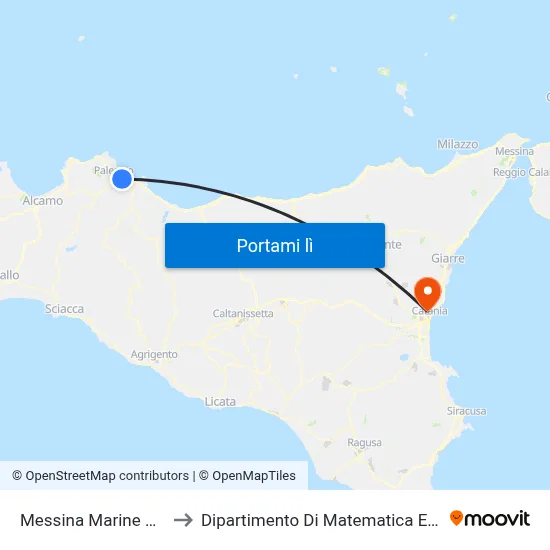Messina Marine Palumbo to Dipartimento Di Matematica E Informatica map