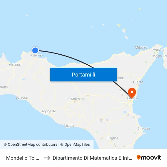 Mondello Tolomea to Dipartimento Di Matematica E Informatica map