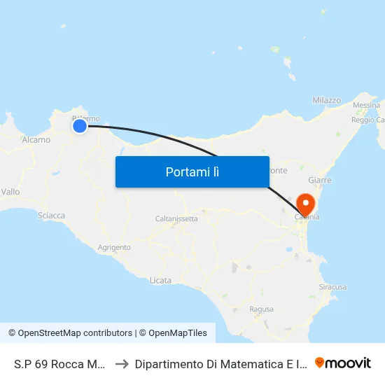S.P 69 Rocca Monreale to Dipartimento Di Matematica E Informatica map