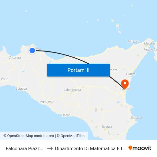 Falconara Piazza Baida to Dipartimento Di Matematica E Informatica map