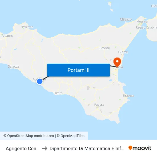 Agrigento Centrale to Dipartimento Di Matematica E Informatica map