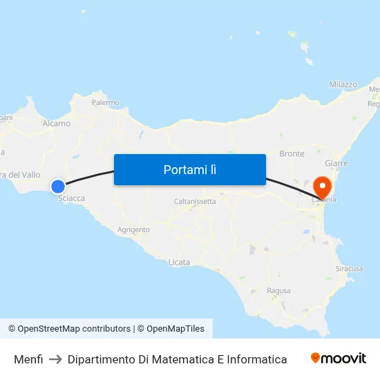 Menfi to Dipartimento Di Matematica E Informatica map
