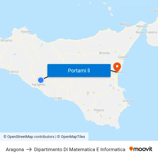 Aragona to Dipartimento Di Matematica E Informatica map