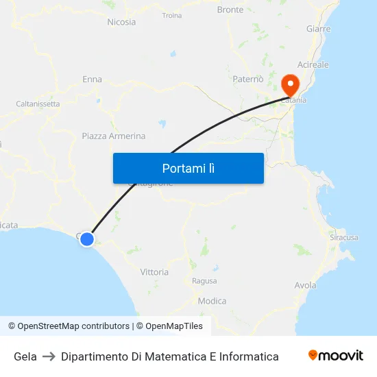 Gela to Dipartimento Di Matematica E Informatica map