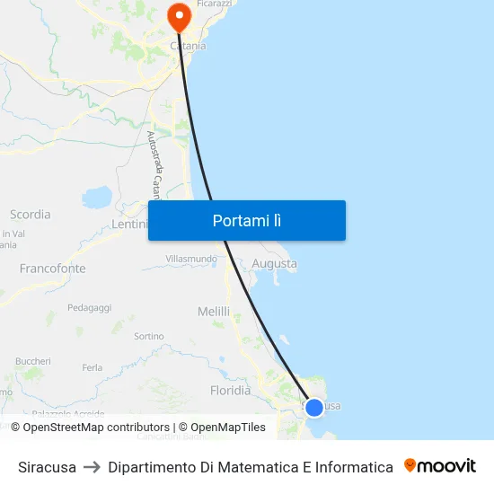 Siracusa to Dipartimento Di Matematica E Informatica map