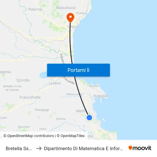 Bretella Ss114 to Dipartimento Di Matematica E Informatica map