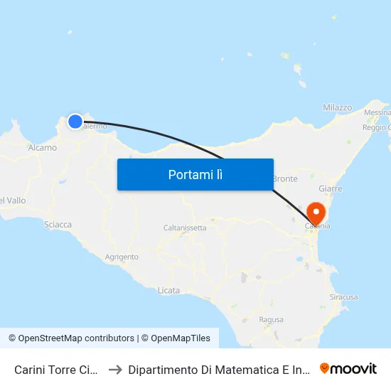 Carini Torre Ciachea to Dipartimento Di Matematica E Informatica map