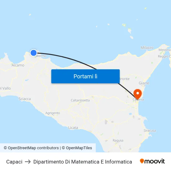Capaci to Dipartimento Di Matematica E Informatica map