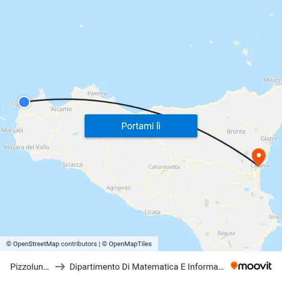 Pizzolungo to Dipartimento Di Matematica E Informatica map