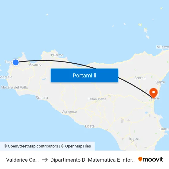 Valderice Centro to Dipartimento Di Matematica E Informatica map