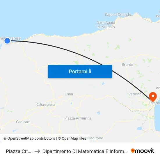 Piazza Crispi to Dipartimento Di Matematica E Informatica map