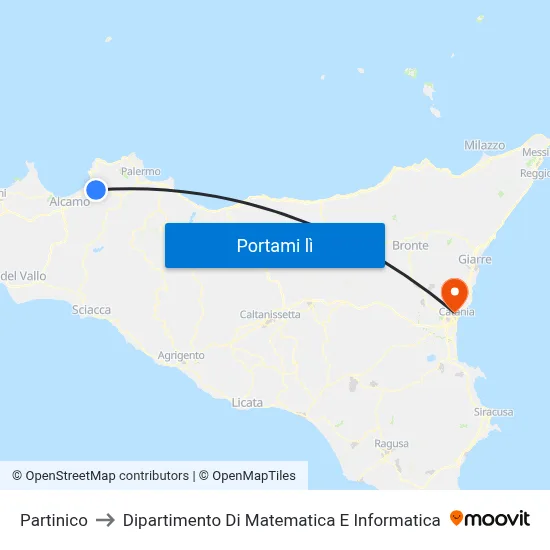 Partinico to Dipartimento Di Matematica E Informatica map
