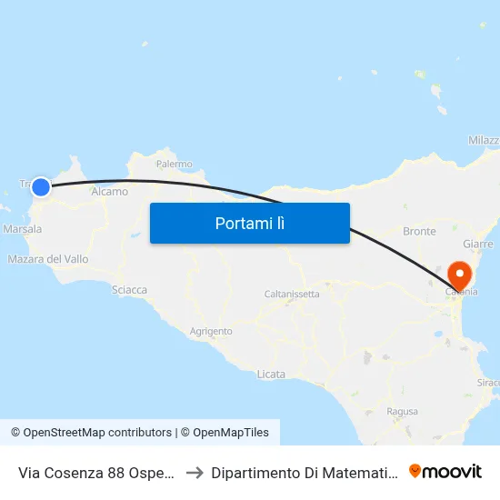 Via Cosenza 88 Ospedale - Hospital to Dipartimento Di Matematica E Informatica map