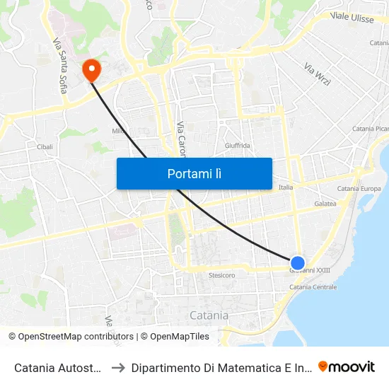 Catania Autostazione to Dipartimento Di Matematica E Informatica map