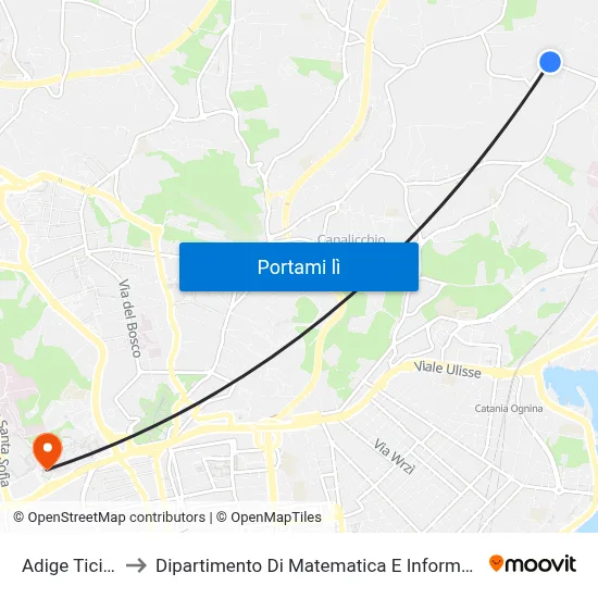Adige Ticino to Dipartimento Di Matematica E Informatica map