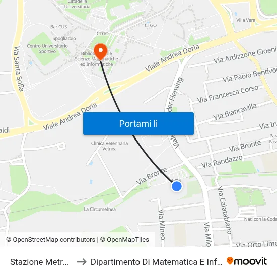 Stazione Metro Milo to Dipartimento Di Matematica E Informatica map