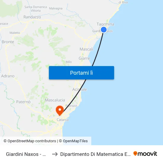 Giardini Naxos - Municipio to Dipartimento Di Matematica E Informatica map