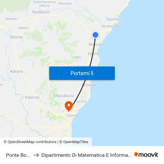 Ponte Boria to Dipartimento Di Matematica E Informatica map