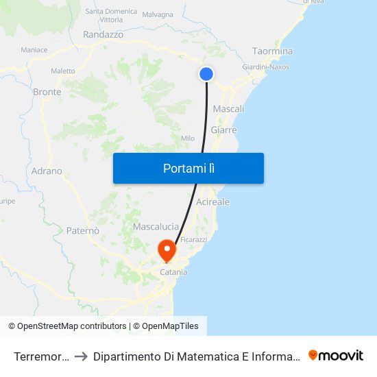 Terremorte to Dipartimento Di Matematica E Informatica map