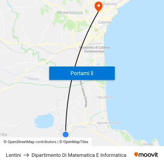 Lentini to Dipartimento Di Matematica E Informatica map