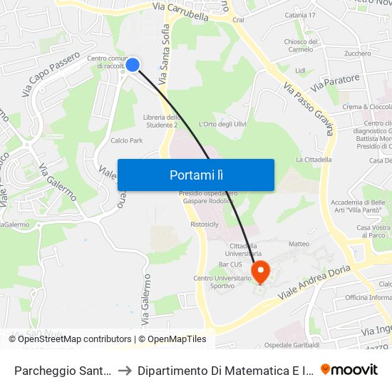 Parcheggio Santa Sofia to Dipartimento Di Matematica E Informatica map