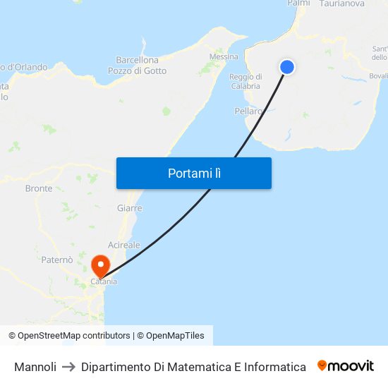 Mannoli to Dipartimento Di Matematica E Informatica map