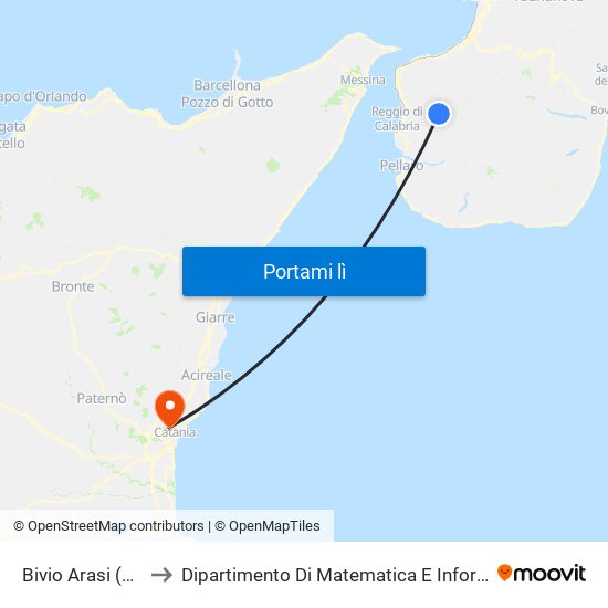 Bivio Arasi (N/S) to Dipartimento Di Matematica E Informatica map