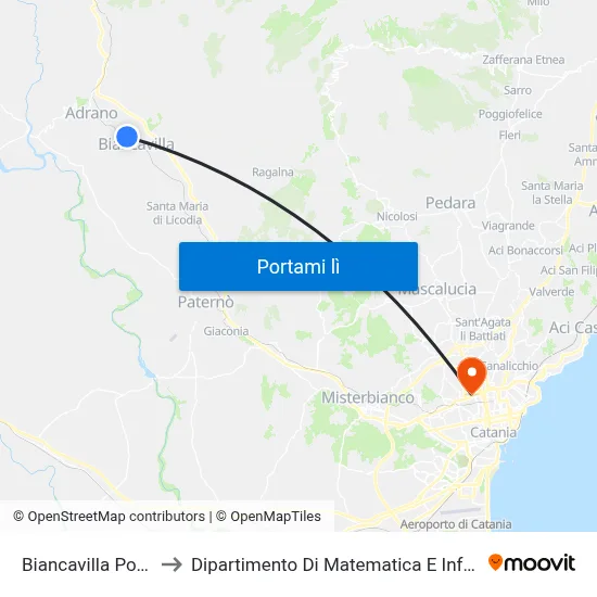 Biancavilla Pozzillo to Dipartimento Di Matematica E Informatica map