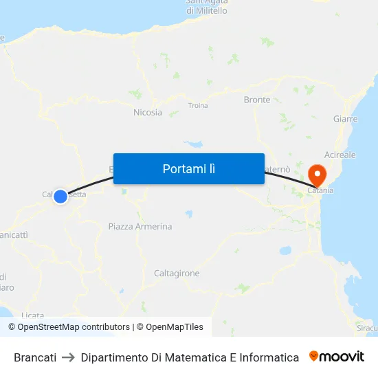 Brancati to Dipartimento Di Matematica E Informatica map
