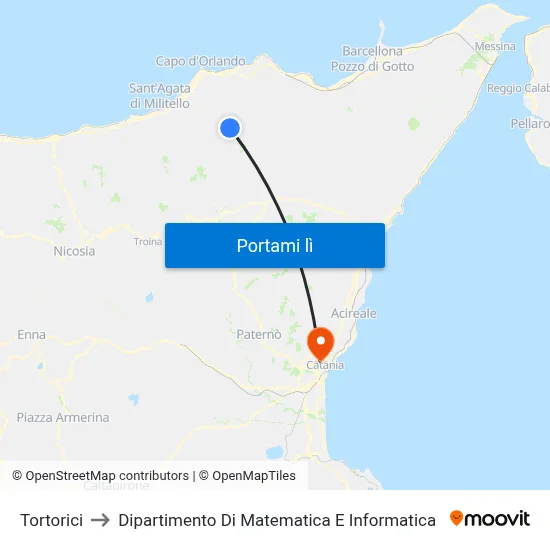 Tortorici to Dipartimento Di Matematica E Informatica map