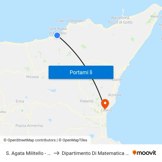 S. Agata Militello - Ospedale to Dipartimento Di Matematica E Informatica map
