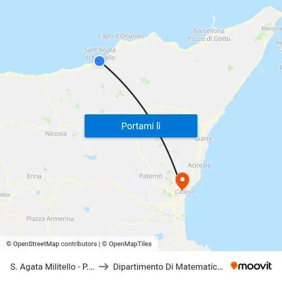 S. Agata Militello - P.za Consolo to Dipartimento Di Matematica E Informatica map