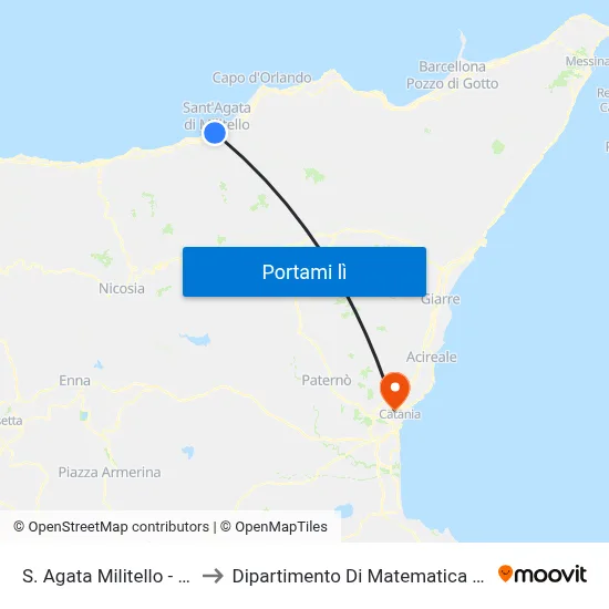 S. Agata Militello - Ospedale to Dipartimento Di Matematica E Informatica map