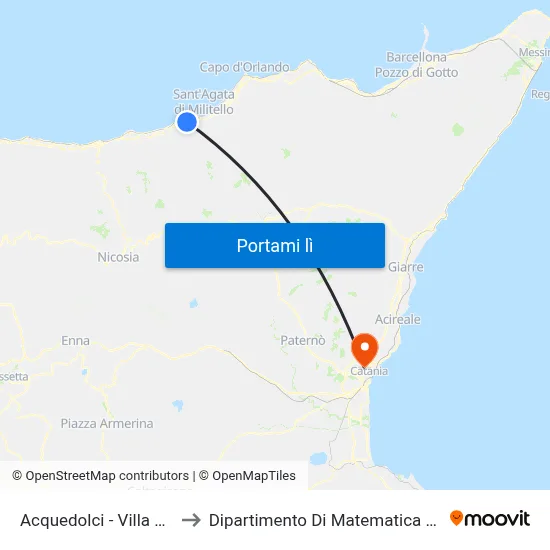 Acquedolci - Villa Borsellino to Dipartimento Di Matematica E Informatica map
