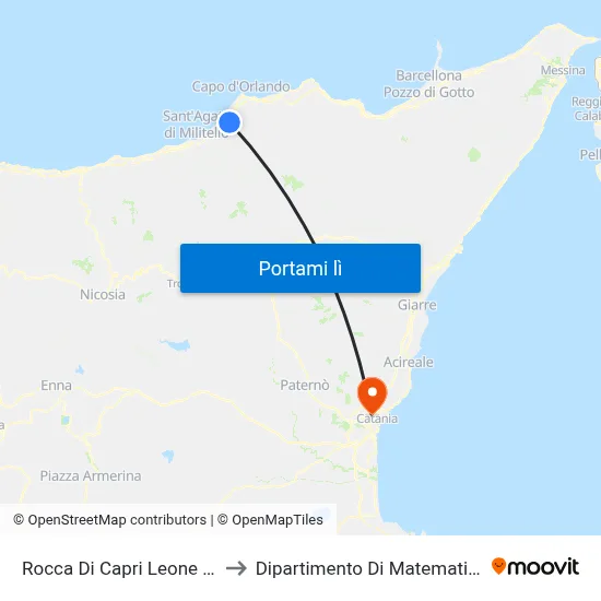 Rocca Di Capri Leone - Svincolo A20 to Dipartimento Di Matematica E Informatica map